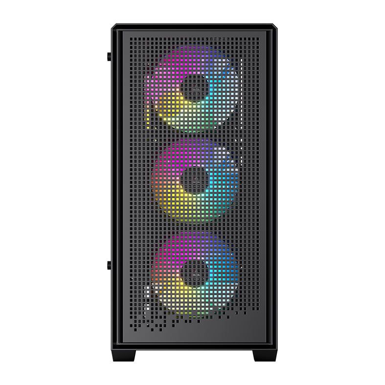 GABINETE GAMER ACEGEEK QUBE MESH ARGB MID TOWER PRETO 3 FANS 120MM E-ATX ATX M-ATX ITX AG-QUBE-BK-3F-ARGB