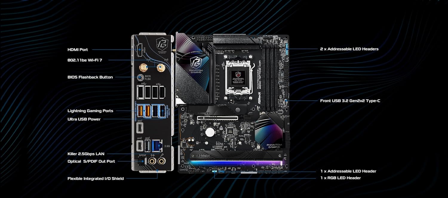 PLACA MÃE B850 RIPTIDE ASROCK (WI-FI)