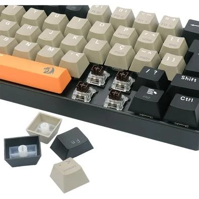 TECLADO MECANICO GAMER REDRAGON LAKSHMI (LARANJA, CINZA E PRETO)(SWITCH BROWN)