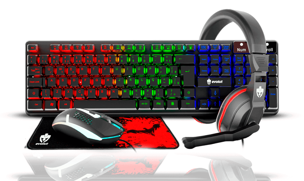 KIT GAMER EVOLUT EG-54 STARTER 4 EM 1 (TECLADO + MOUSE + HEADSET + MOUSEPAD)