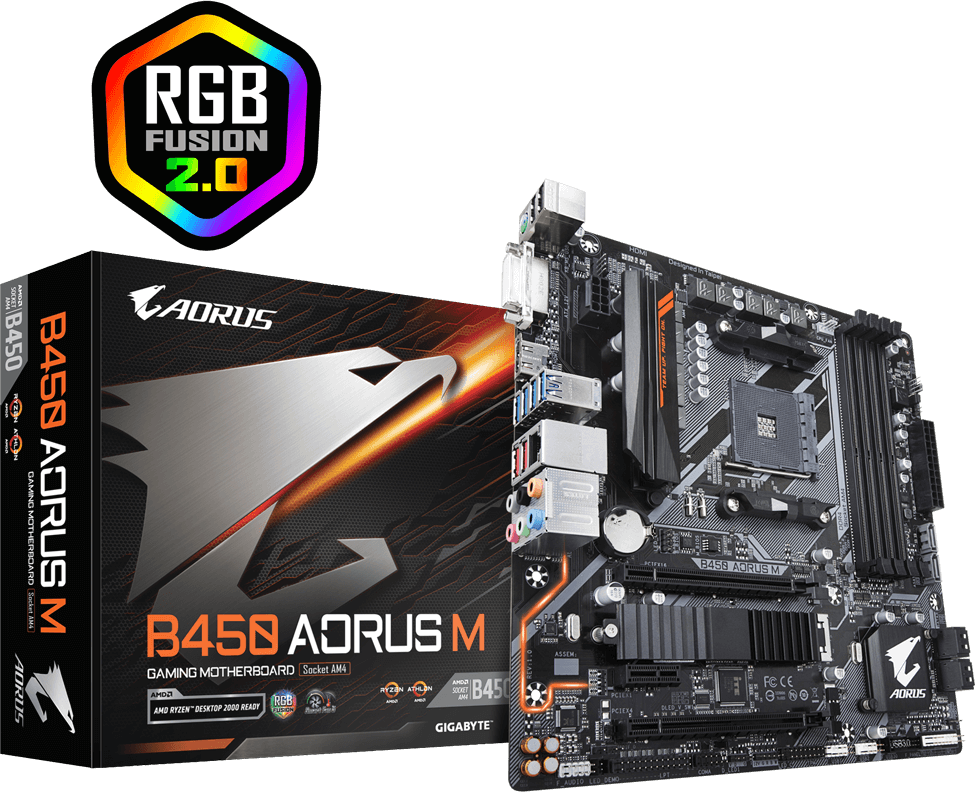 PLACA-MÃE GIGABYTE B450 AORUS M AM4 B450 MATX DDR4