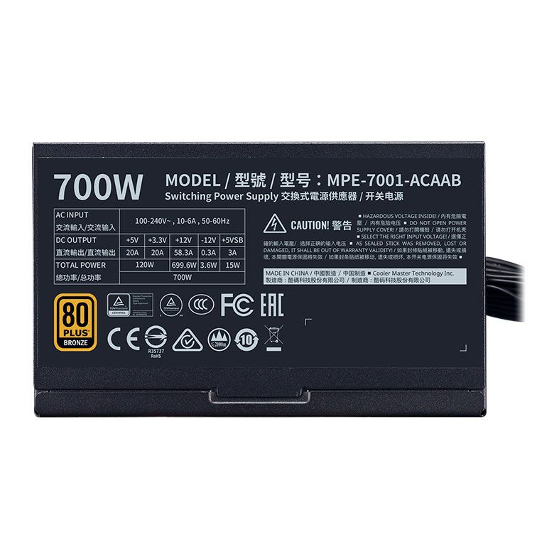 FONTE 700W COOLER MASTER MWE (BRONZE)