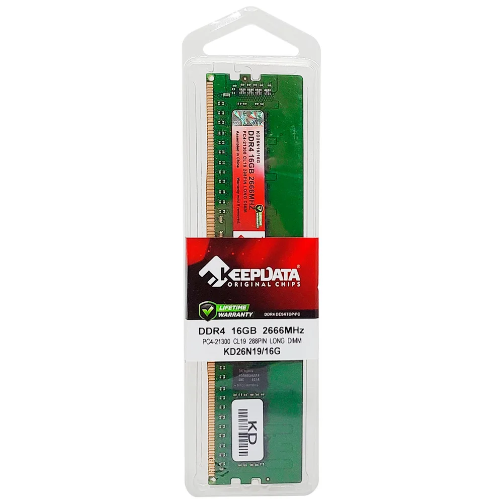 MEMÓRIA RAM 16GB KEEPDATA KD26N19/16G DDR4 2666MHZ CL19 DIMM DESKTOP