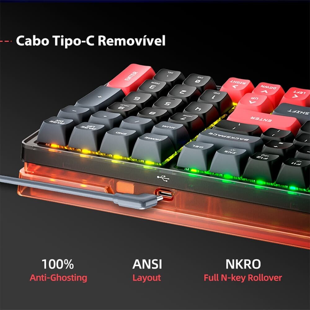 TECLADO MECANICO MACHENIKE K600-B100 LITE RGB (SWITCH BROWN) (HOT-SWAP)