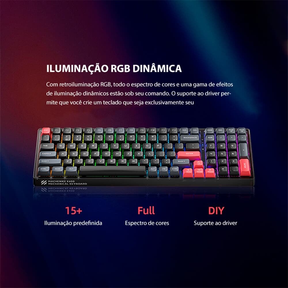 TECLADO MECANICO MACHENIKE K600-B100 LITE RGB (SWITCH BROWN) (HOT-SWAP)