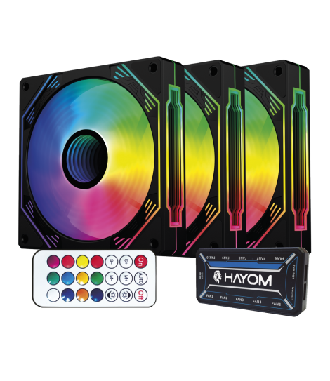 KIT FAN COOLER HAYOM FC1308 RGB 120MM (3 UNIDADES)