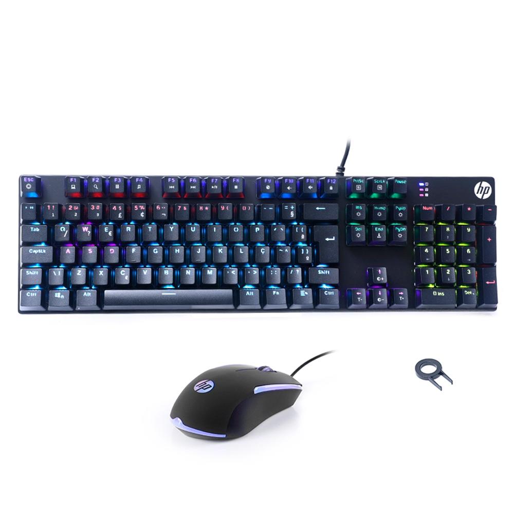 KIT GAMER HP PRO GM3000 (TECLADO MECANICO + HEADSET+MOUSE+MOUSEPAD)