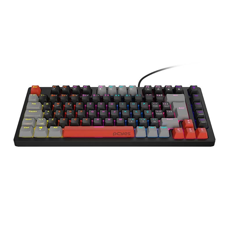 TECLADO MECANICO PCYES KIRIN BLACK VULCAN (SWITCH RED) PRETO E VERMELHO