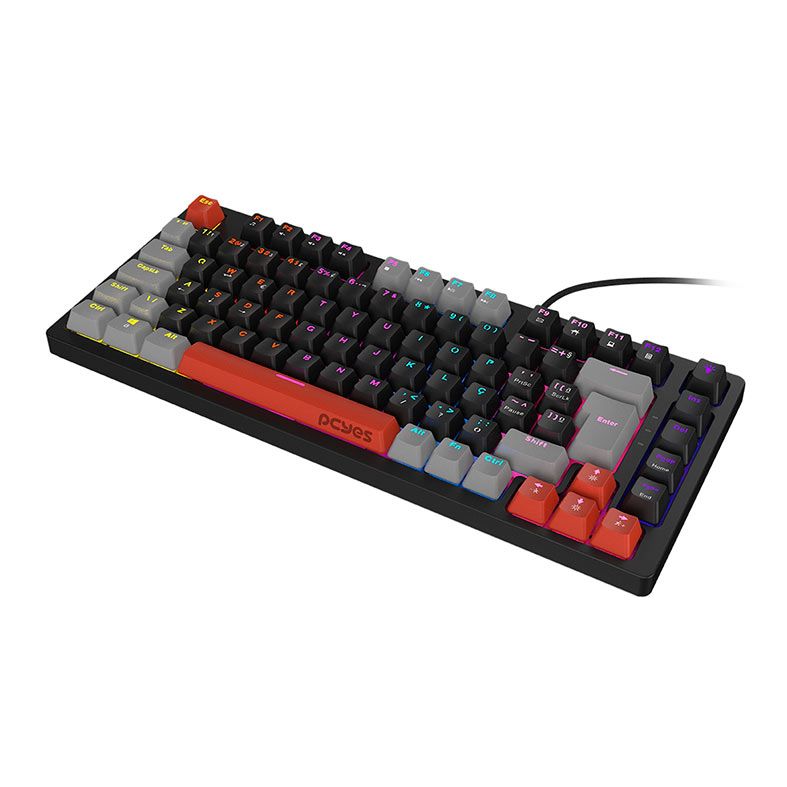 TECLADO MECANICO PCYES KIRIN BLACK VULCAN (SWITCH RED) PRETO E VERMELHO
