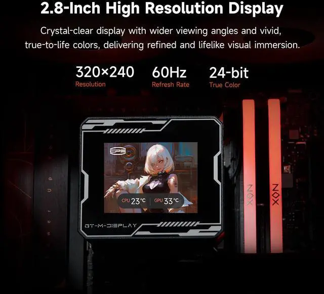 WATER COOLER 360MM PCCOOLER GT360M ARGB DISPLAY 2.8 LCD AM4 AM5 LGA1851/1700/1200/115X