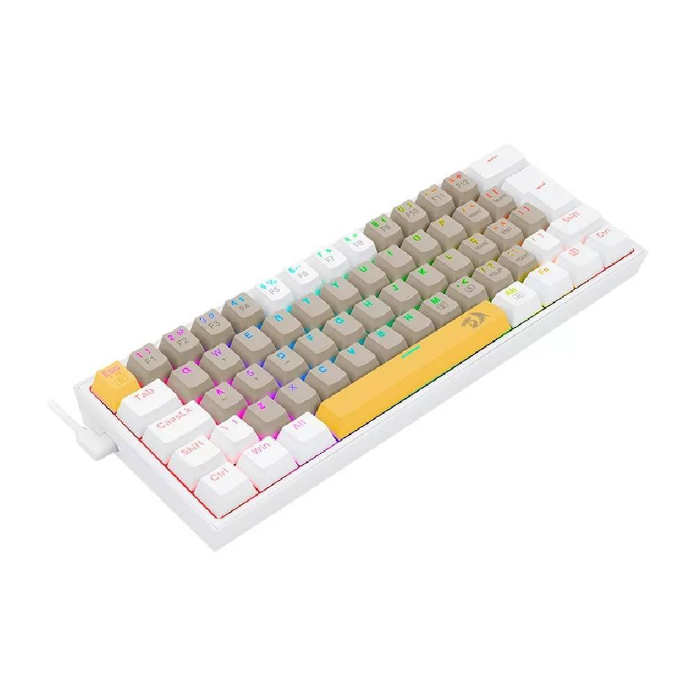 TECLADO MECANICO GAMER REDRAGON FIZZ (AMARELO, CINZA E BRANCO)(SWITCH BROWN)