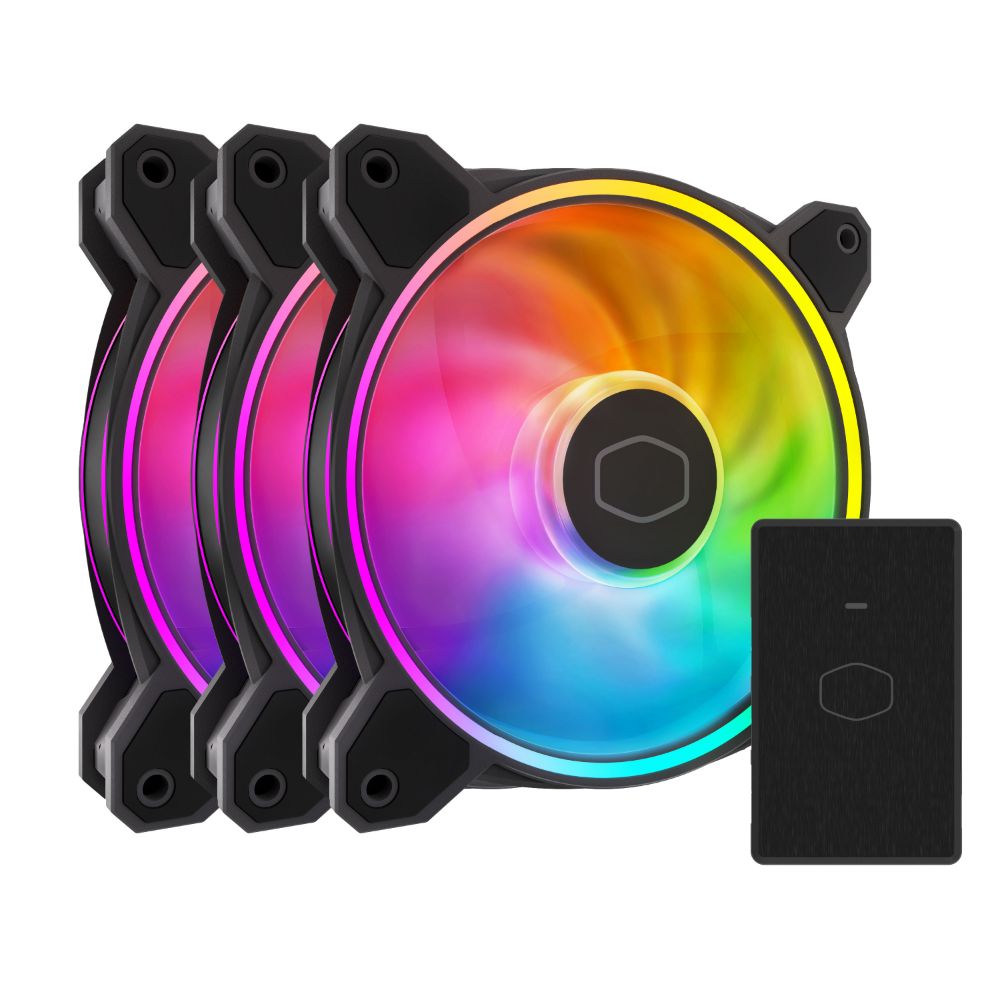 KIT 3 VENTOINHAS 120MM COOLER MASTER MASTERFAN MF120 HALO 2 ARGB PWM PRETO MFL-B2DN-213P2-R2
