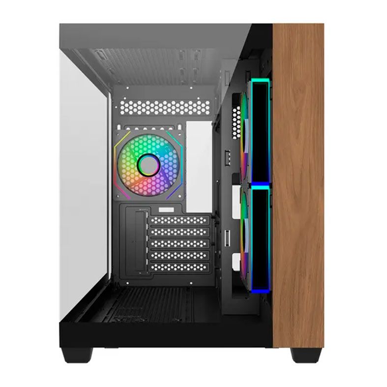 GABINETE MINI TOWER COOLER MASTER ELITE 481 WOOD ARGB MATX/ITX 3 FANS PRETO E481-KHNN-S00