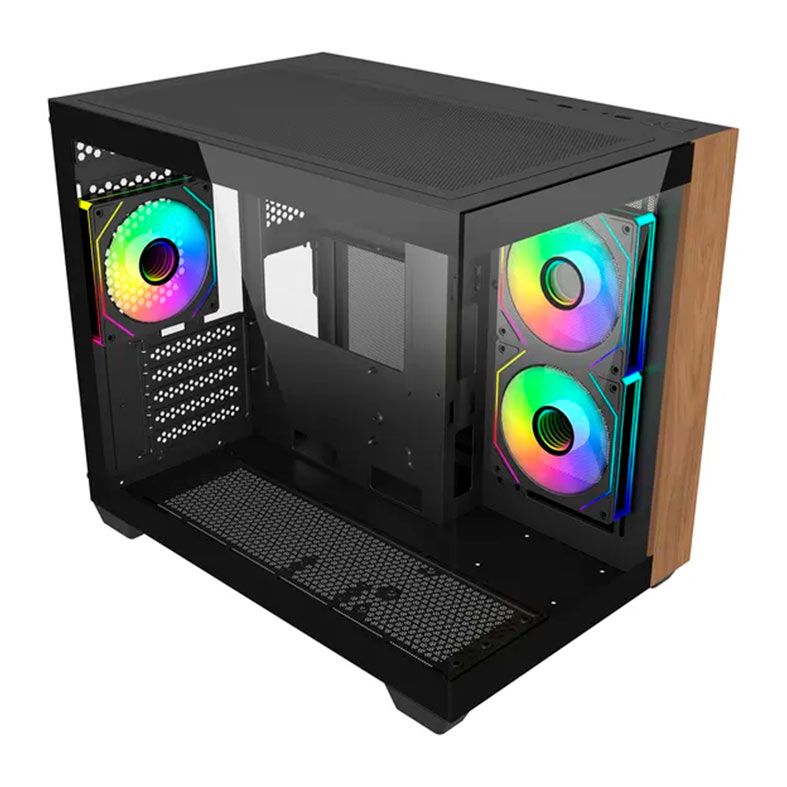 GABINETE MINI TOWER COOLER MASTER ELITE 481 WOOD ARGB MATX/ITX 3 FANS PRETO E481-KHNN-S00