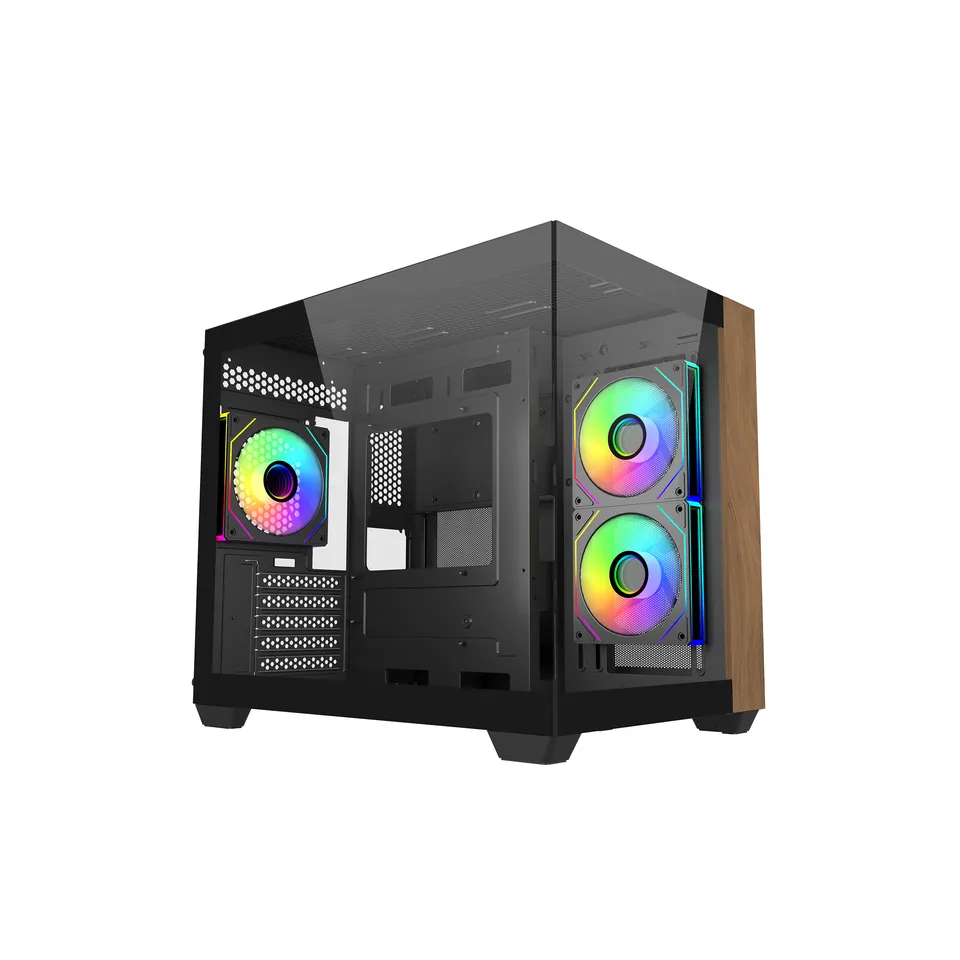 GABINETE MINI TOWER COOLER MASTER ELITE 481 WOOD ARGB MATX/ITX 3 FANS PRETO E481-KHNN-S00