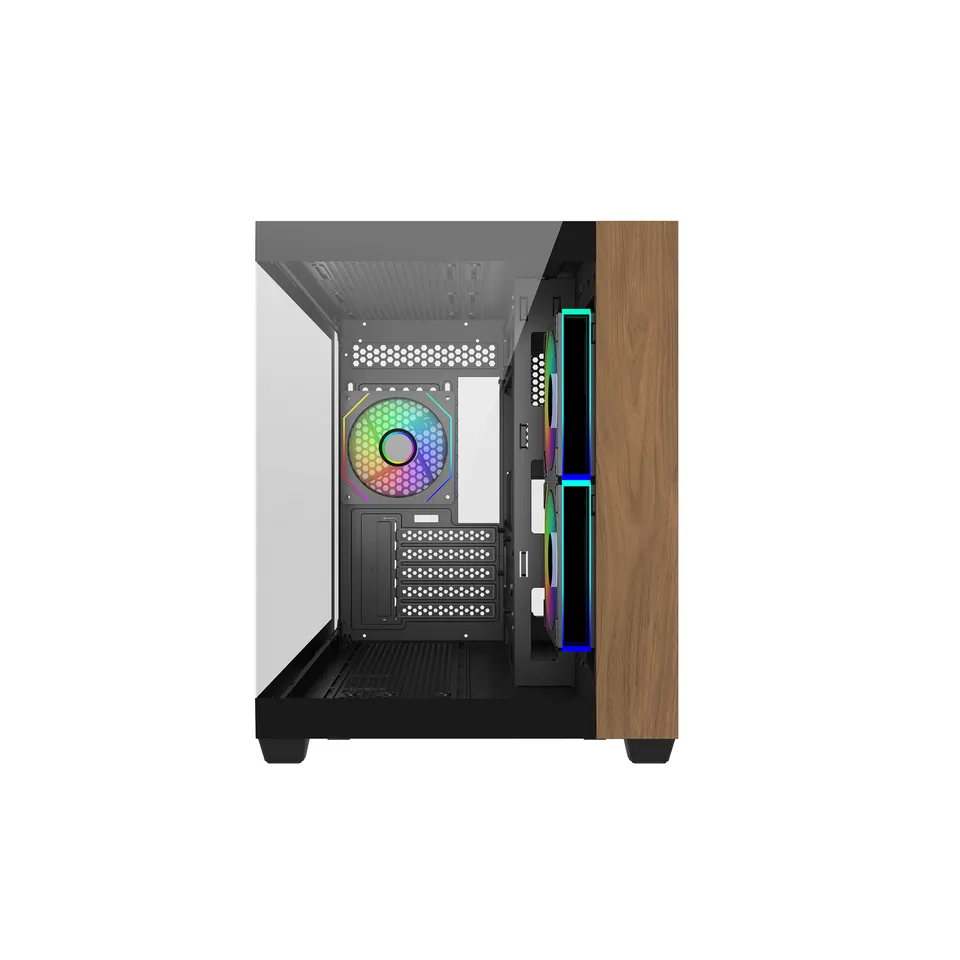 GABINETE MINI TOWER COOLER MASTER ELITE 481 WOOD ARGB MATX/ITX 3 FANS PRETO E481-KHNN-S00