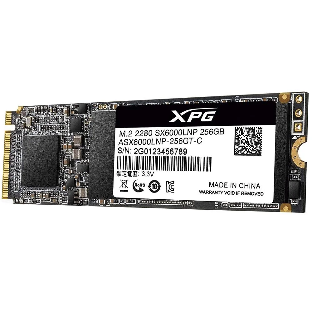 SSD 256GB ADATA XPG SX6000 LITE M.2 2280 NVME PCIE 3.0 X4 LEITURA 1800MB/S GRAVACAO 900MB/S ASX6000LNP-256GT-C