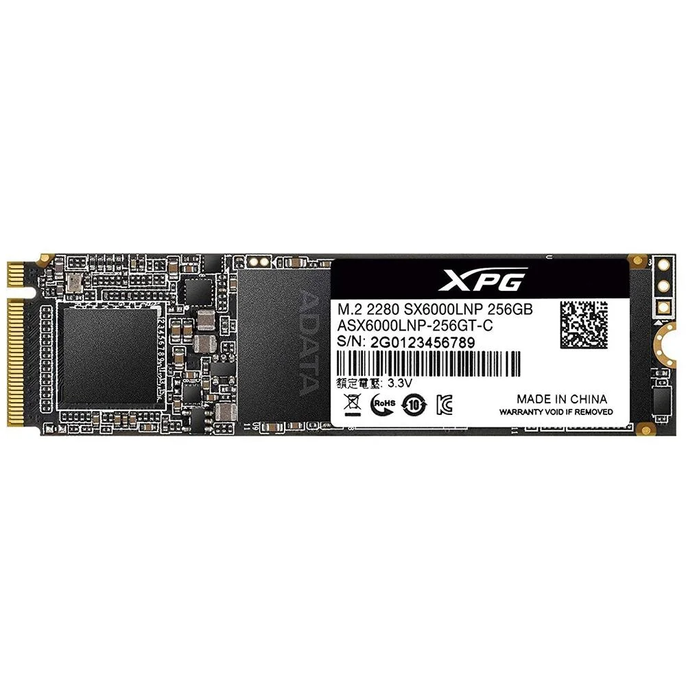 SSD 256GB ADATA XPG SX6000 LITE M.2 2280 NVME PCIE 3.0 X4 LEITURA 1800MB/S GRAVACAO 900MB/S ASX6000LNP-256GT-C