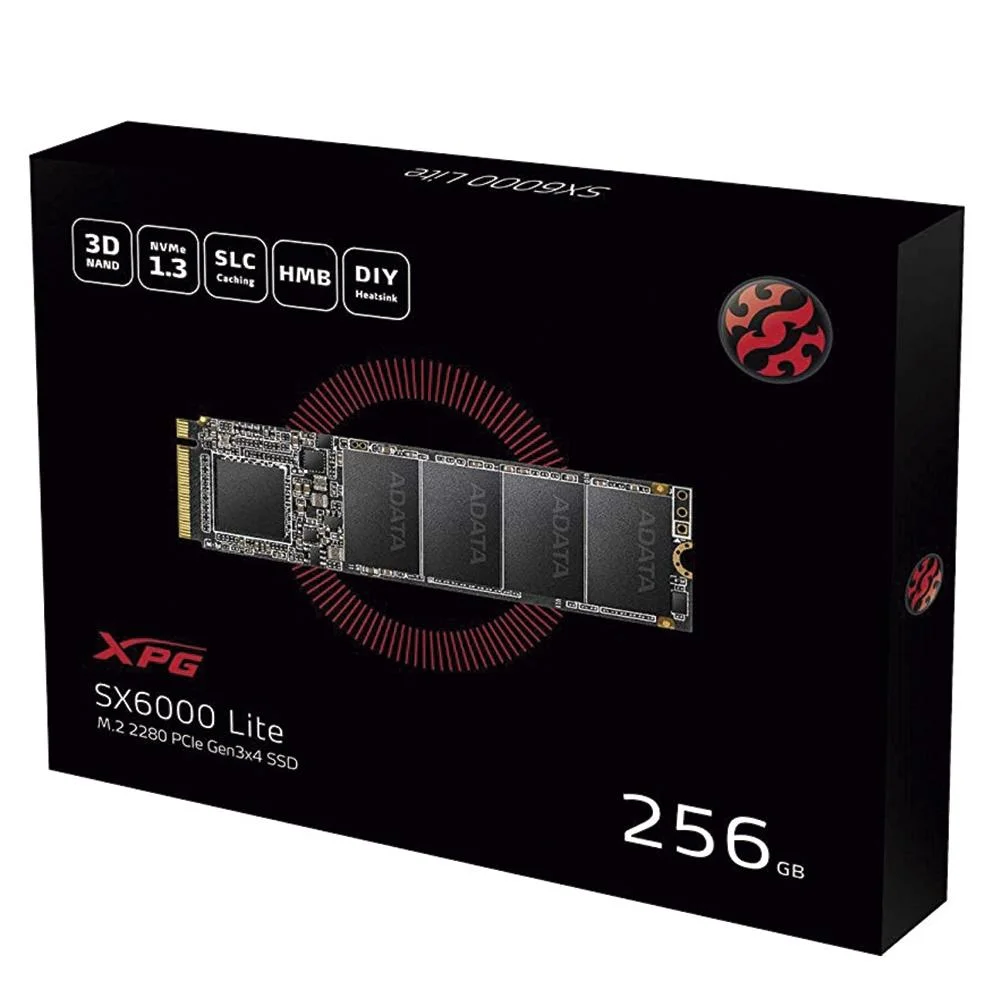SSD 256GB ADATA XPG SX6000 LITE M.2 2280 NVME PCIE 3.0 X4 LEITURA 1800MB/S GRAVACAO 900MB/S ASX6000LNP-256GT-C