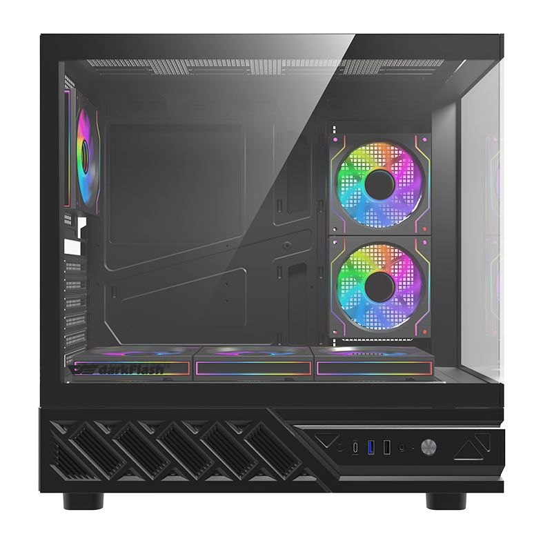 GABINETE GAMER AIGO DARKFLASH DS950V MID TOWER ATX VIDRO TEMPERADO 6 FANS ARGB TELA IPS 6 POLEGADAS PRETO