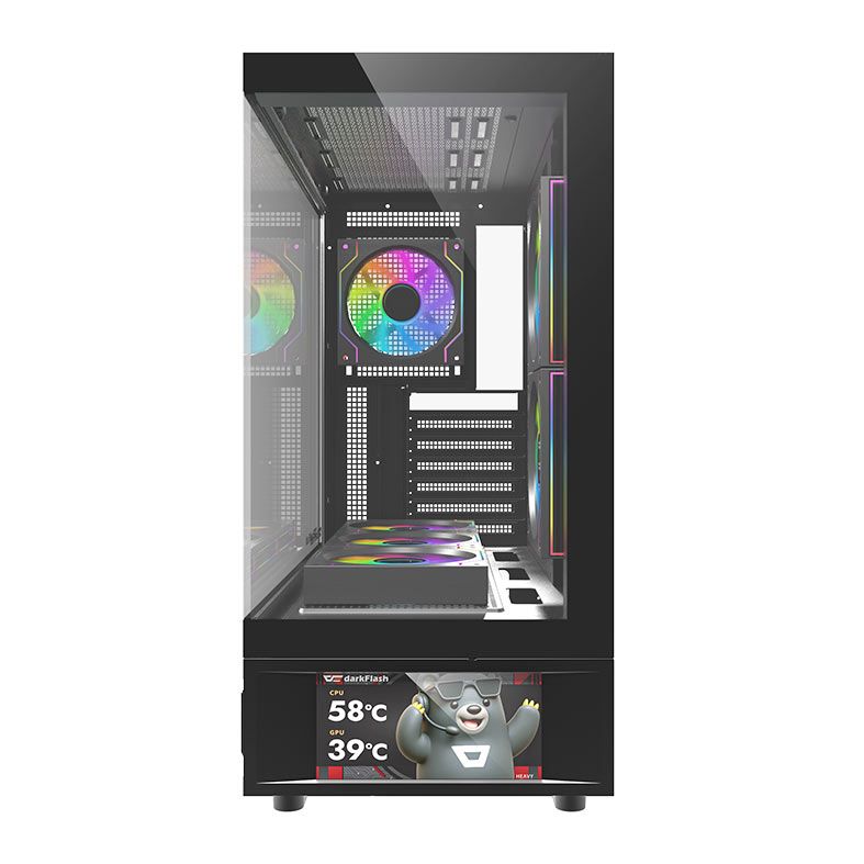 GABINETE GAMER AIGO DARKFLASH DS950V MID TOWER ATX VIDRO TEMPERADO 6 FANS ARGB TELA IPS 6 POLEGADAS PRETO