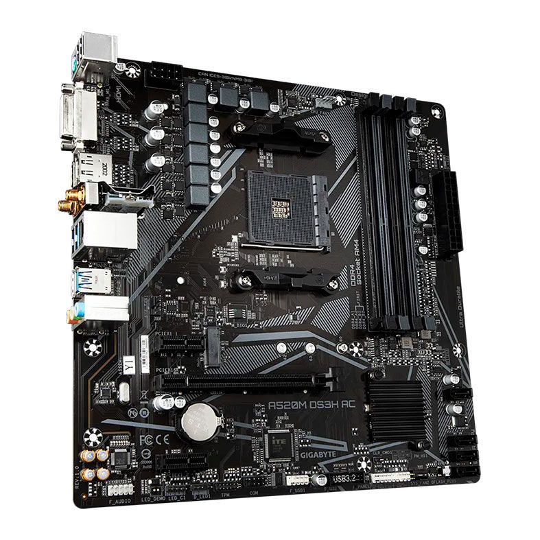 PLACA-MÃE GIGABYTE A520M DS3H AC AM4 DDR4 MATX CHIPSET AMD A520 WI-FI