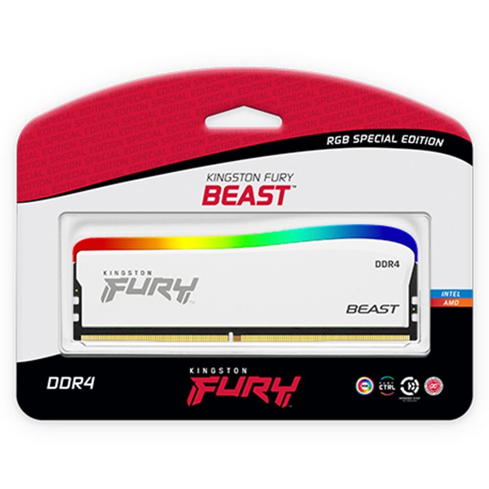MEMORIA RAM 8GB KINGSTON FURY BEAST EDICAO ESPECIAL DDR4 RGB 3200MHZ BRANCO