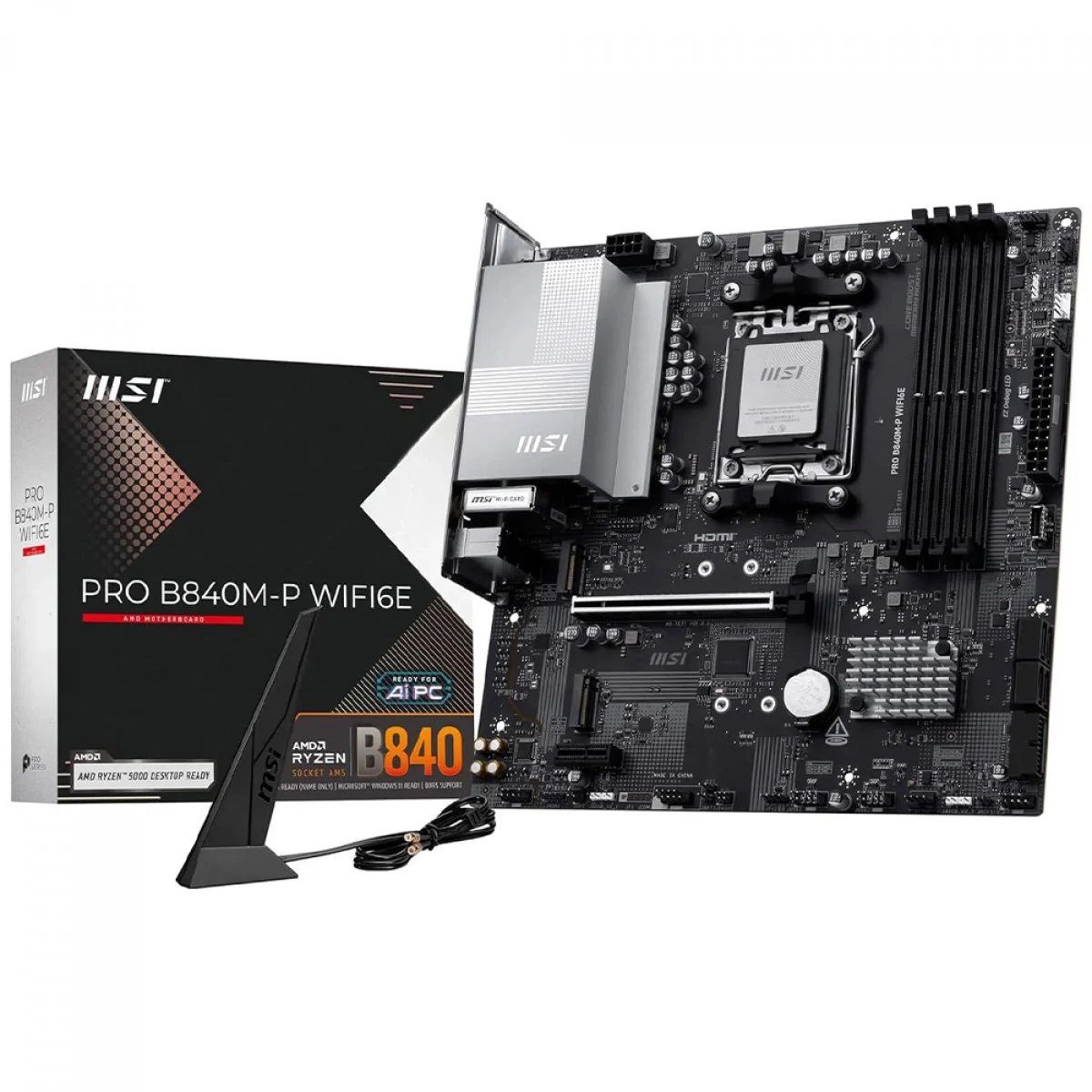 PLACA MÃE MSI PRO B840M-P WIFI6E B840 AM5 MATX DDR5 WI-FI 6E