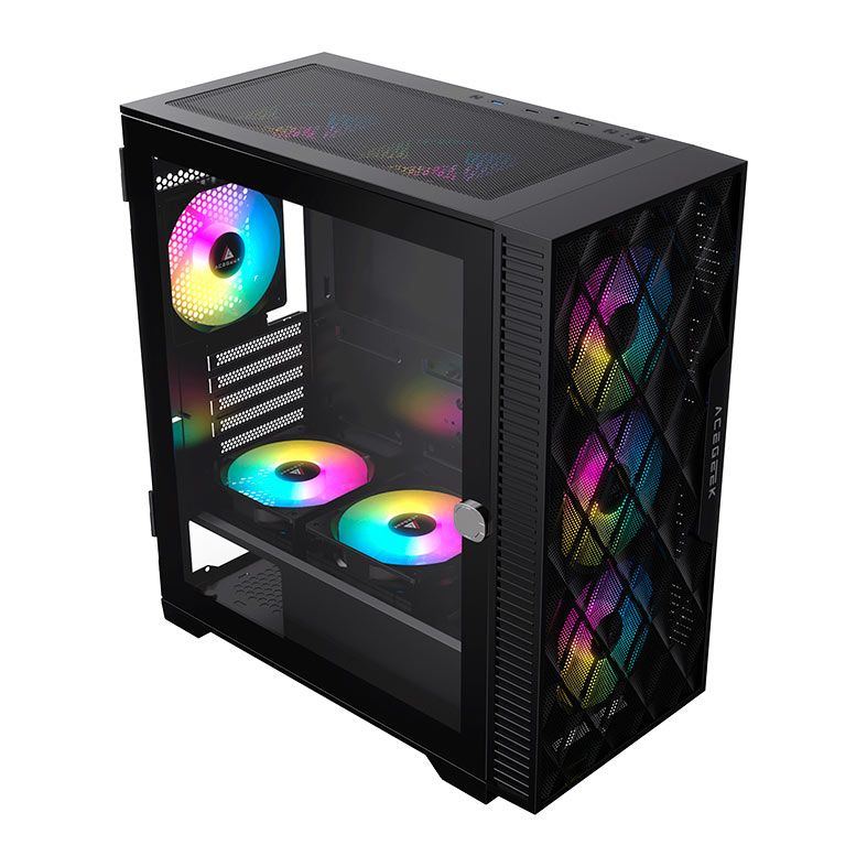 GABINETE GAMER ACEGEEK DARKFATE MINI MESH MID-TOWER PRETO LATERAL DE VIDRO AG-DARKFATE-MINI-MESH-BK