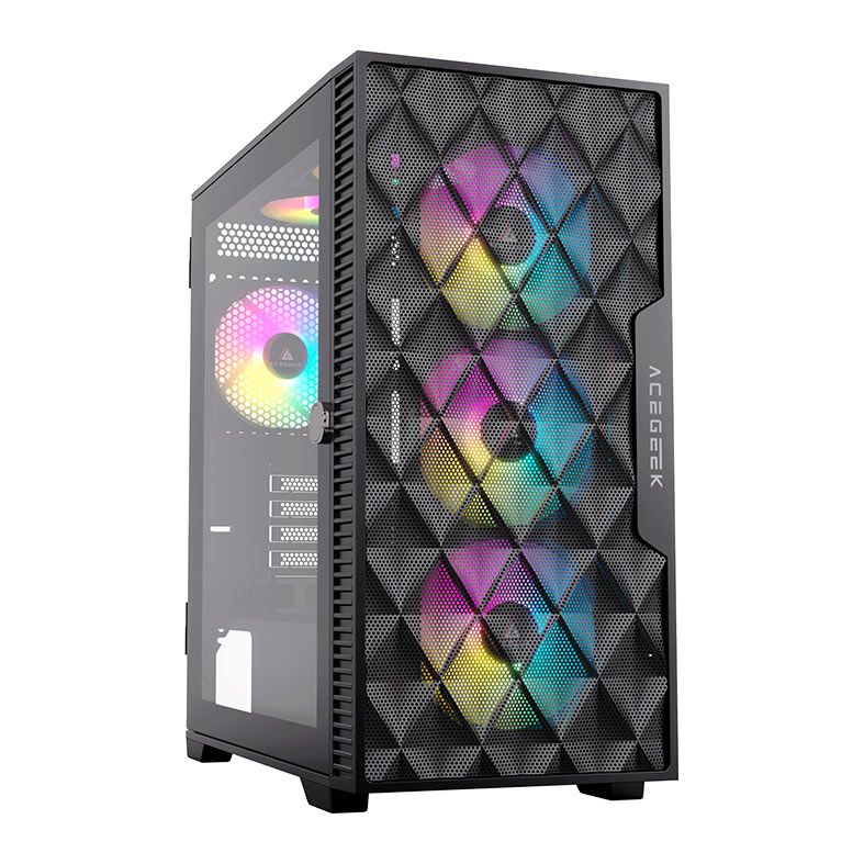 GABINETE GAMER ACEGEEK DARKFATE MINI MESH MID-TOWER PRETO LATERAL DE VIDRO AG-DARKFATE-MINI-MESH-BK