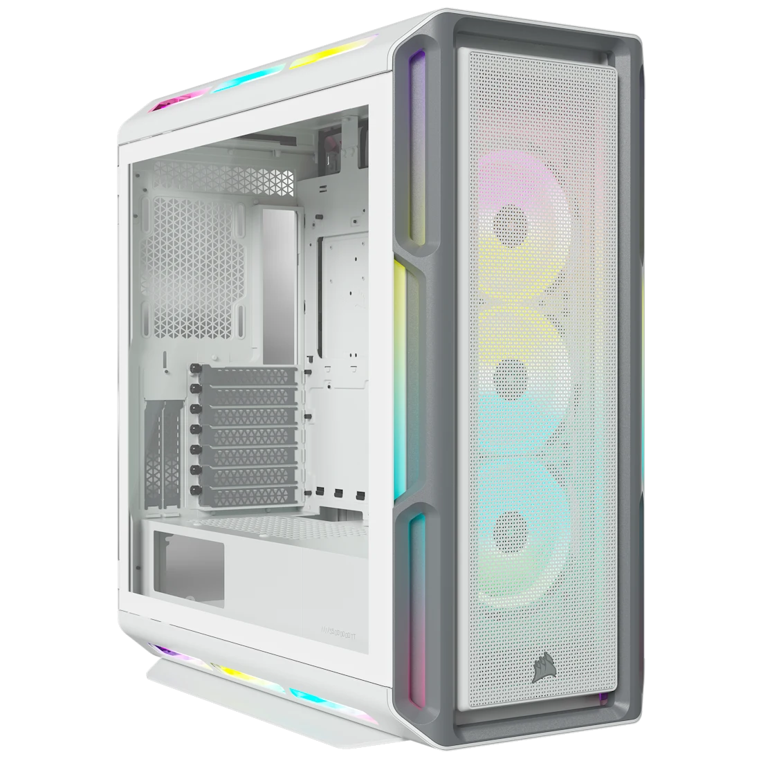 GABINETE GAMER CORSAIR ICUE 5000T RGB MID-TOWER BRANCO VIDRO TEMPERADO 3 FANS