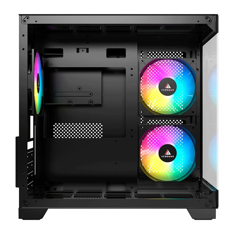 GABINETE GAMER ACEGEEK GIMLI AG-GIMLI-BK-3F MID-TOWER VIDRO TEMPERADO 3 FANS 120 MM RAINBOW PRETO