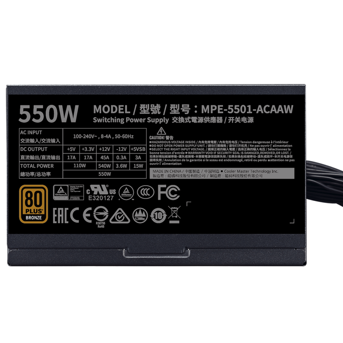 FONTE 550W COOLER MASTER MWE V.2 (BRONZE)