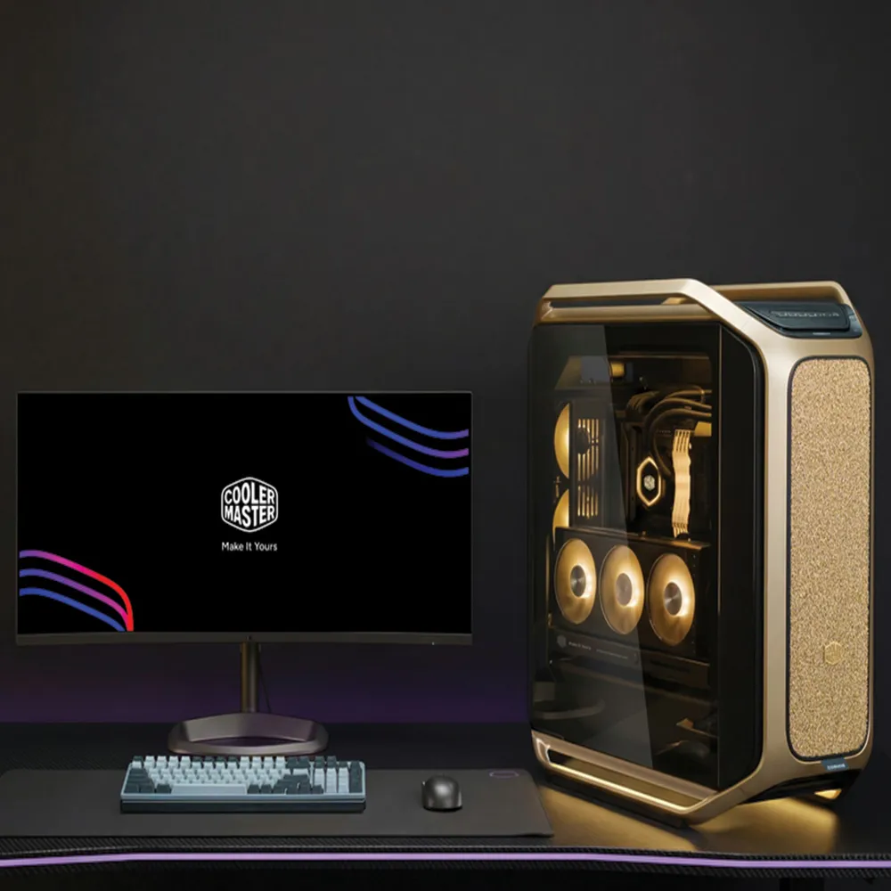 GABINETE GAMER COOLER MASTER COSMOS ALPHA GOLD FULL TOWER E-ATX EEB VIDRO TEMPERADO 3 FANS C700-GGNN-S00