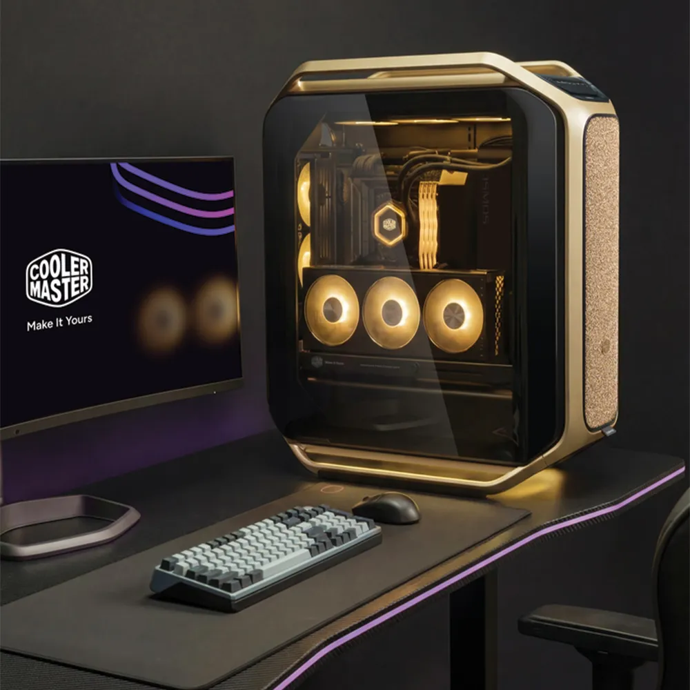 GABINETE GAMER COOLER MASTER COSMOS ALPHA GOLD FULL TOWER E-ATX EEB VIDRO TEMPERADO 3 FANS C700-GGNN-S00
